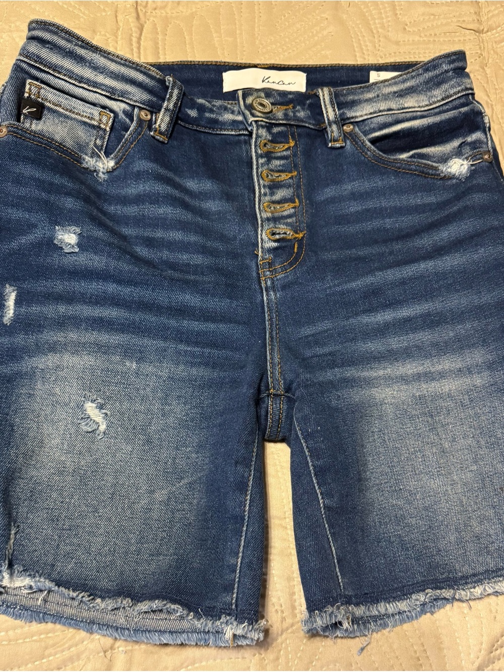 KanCan Blue Distressed Boyfriend Bermuda Shorts Small